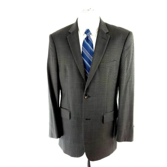 Jos A Bank Wool 2 Button Blazer 40R Gren‎ Beige Birdseye - Picture 3 of 10